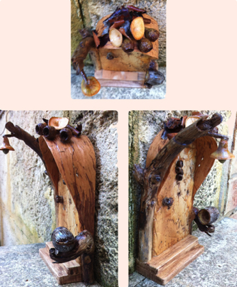 Fairy Door with little porch light and mail box. view from side and topSide and top Fairy Door with little porch light and mail box. view from side and topSide and top